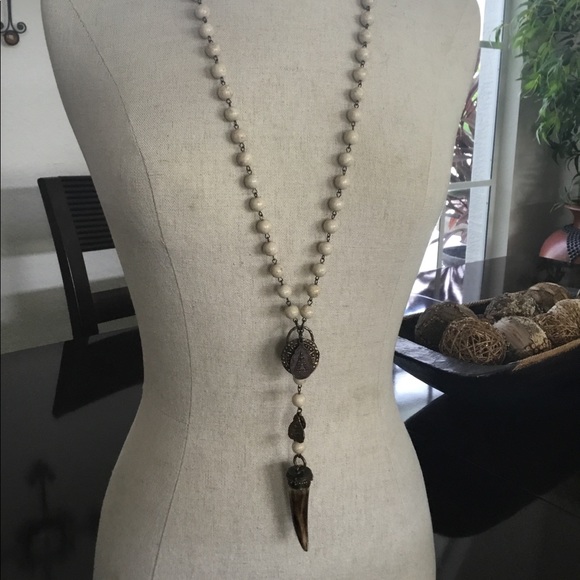 Howlite charms and tooth necklace